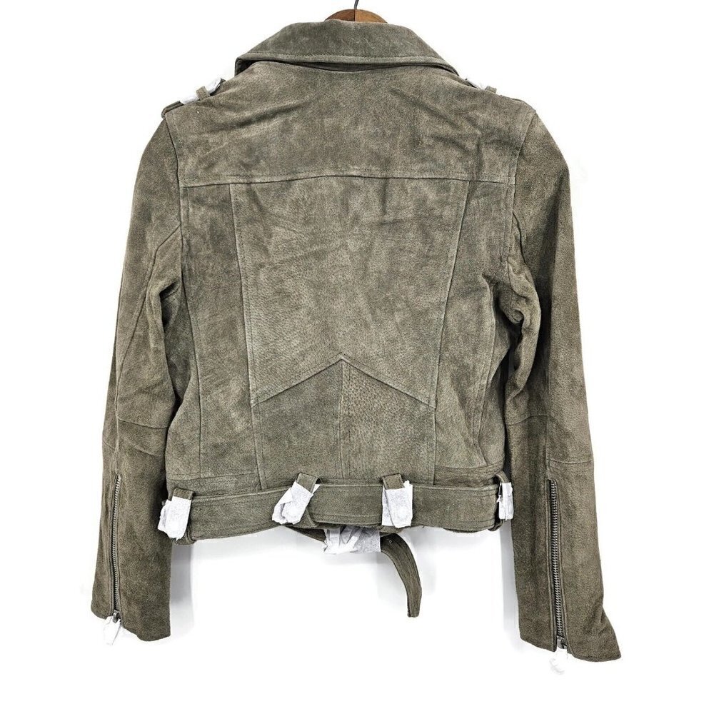 New Blank NYC Suede Moto Jacket Womens S Rosemary Green Leather Crop Blank NYC - Picture 5 of 7